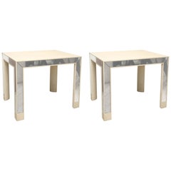 Pair of Wood and Mirrored End Tables