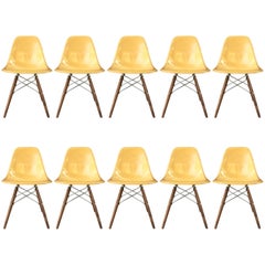 Ten Herman Miller Eames Ochre Dining Chairs