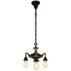 Three-Light Pan Fixture in Gold and Green