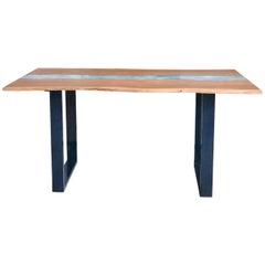 Organic Modern Live Edge Elm Resin Art Dining Table