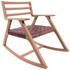 Giacomo Rocking Chair in Oak with Woven Leather Seat