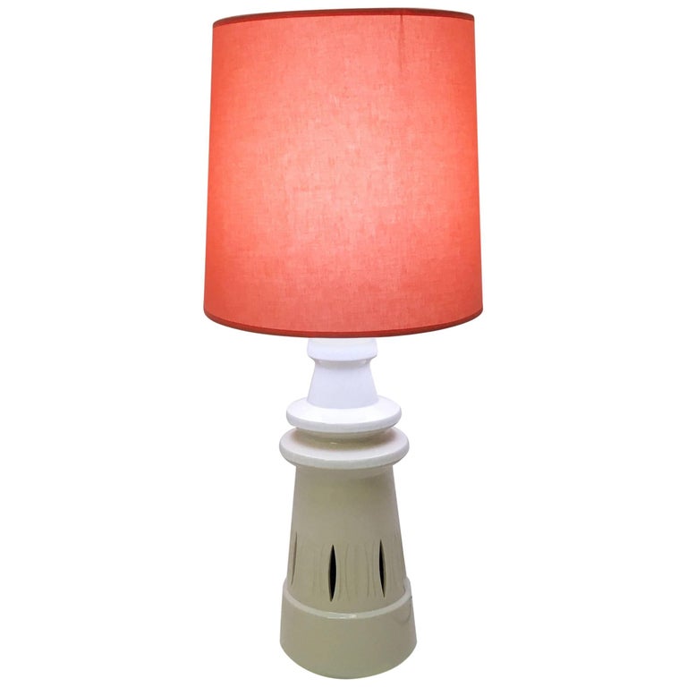 Huge Hand Decorated Ellis Pottery Ceramic Lamp Melbourne, 1960s at 1stDibs
