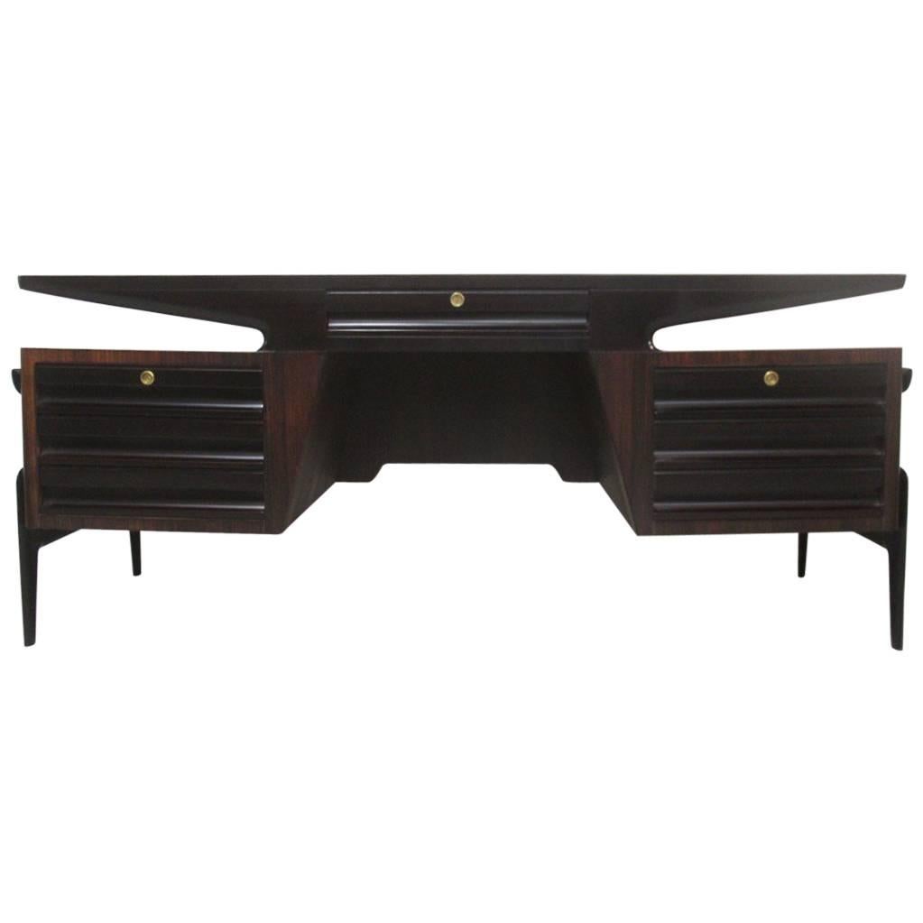 Rosewood Desk Refined Attributed Gio Ponti Mid-Century Modern design 