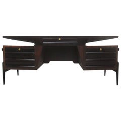 Rosewood Desk Refined Attributed Gio Ponti Mid-Century Modern design 