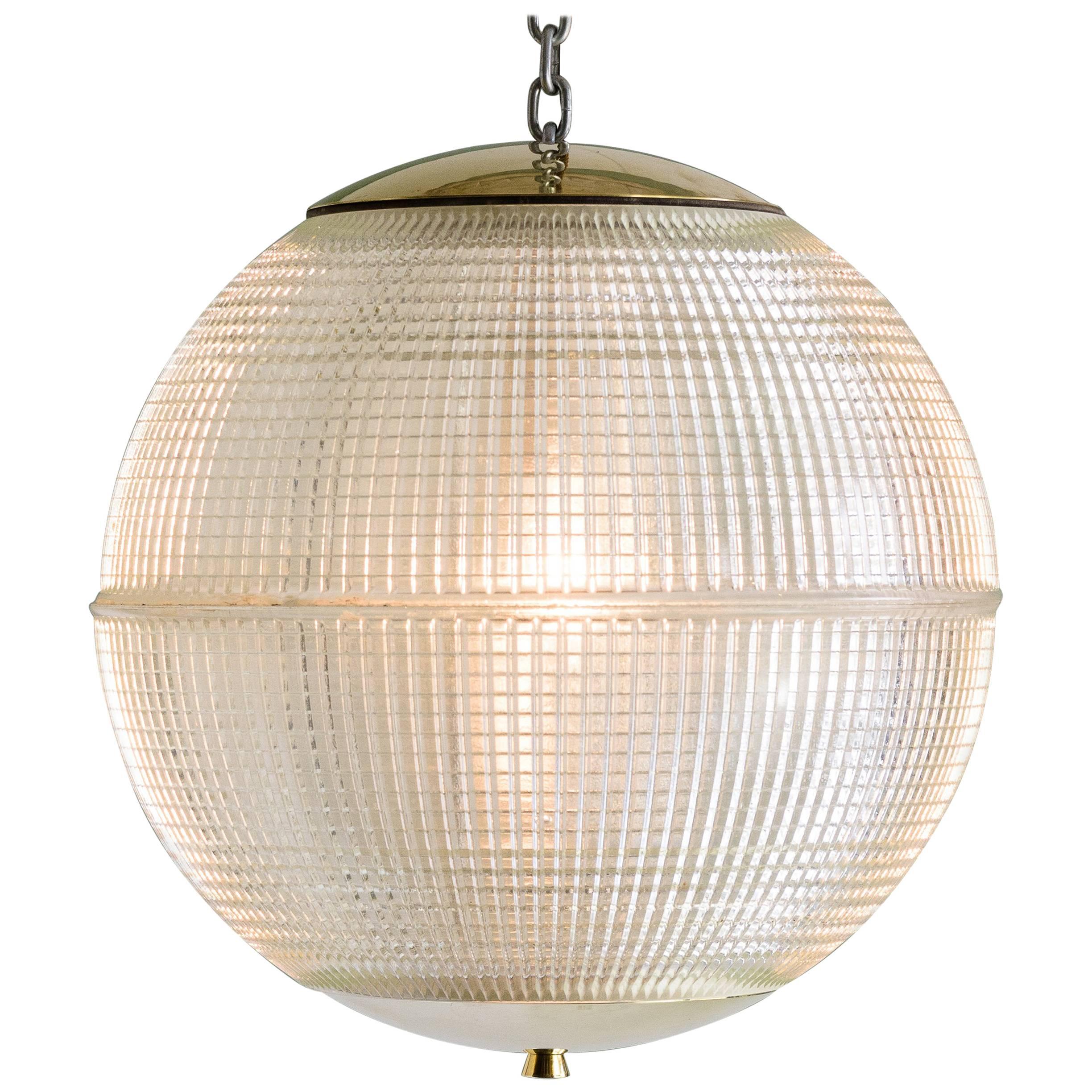 Small French Holophane Globe Pendant Lights