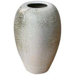 One off Tall Bulbous Vase White and Brown Glaze