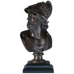 French 19th Century Bronze Bust of Menelaus, Barbedienne Foundry