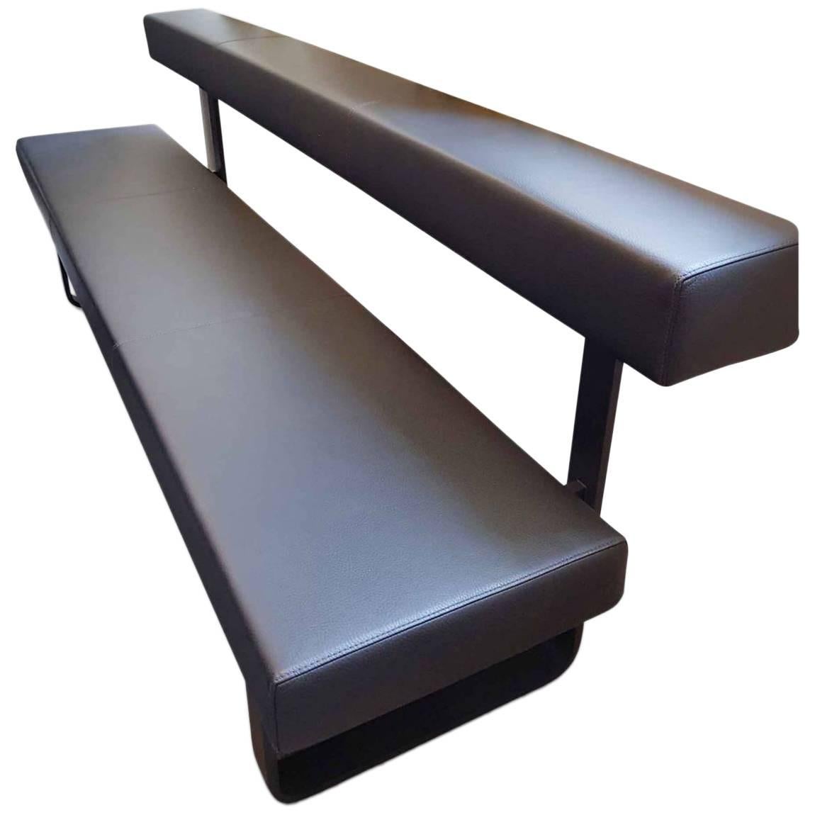 Bench "Permesso" by Manufacturer Girsberger with 100% Genuine Leather and Steel For Sale