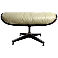 Eames Cream Leather and Rosewood Ottoman 8