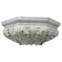 Huge Acanthus Carved White Marble Bowl Basin