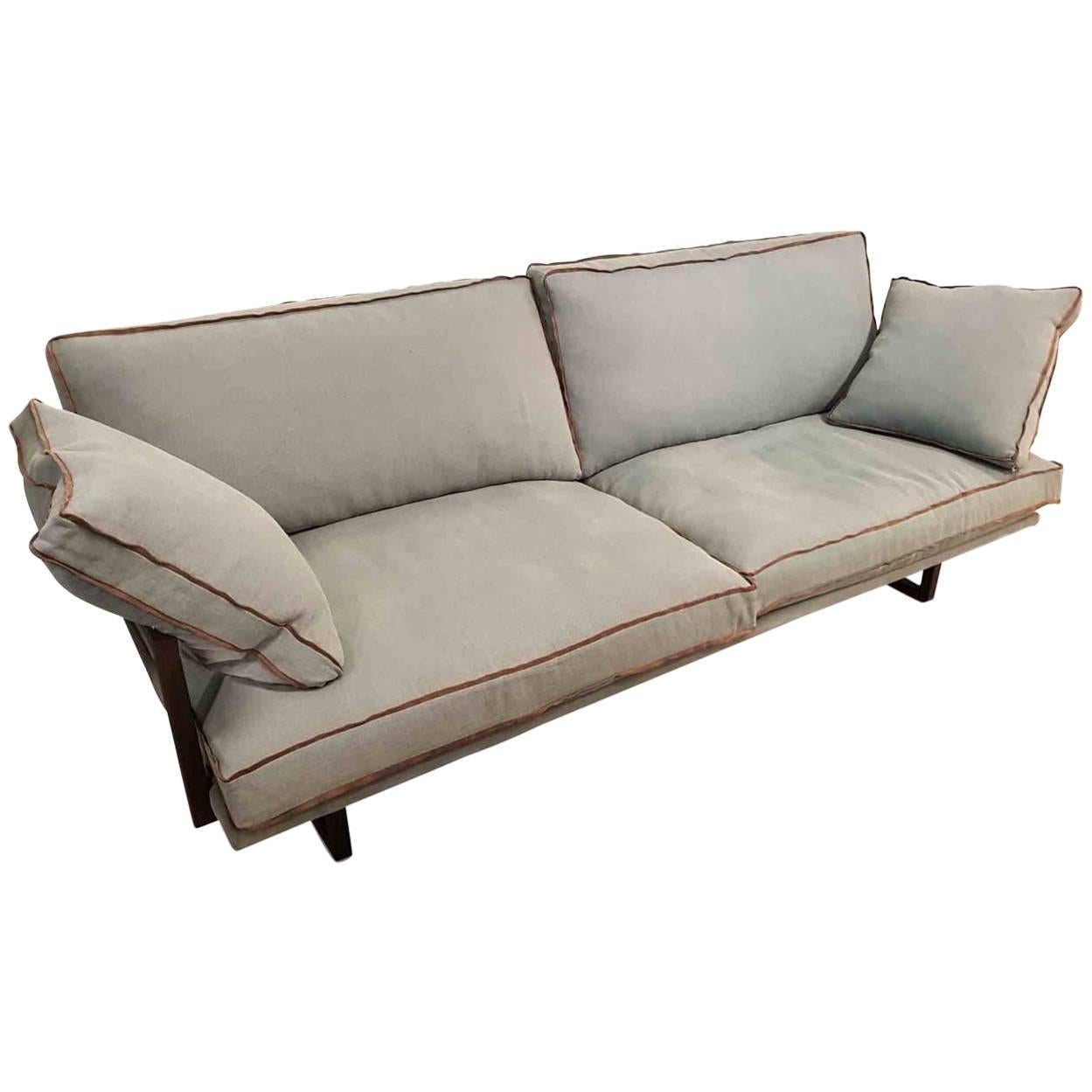 Sofa Safari GP01 by Manufacturer Ghyczy Finished in Fabric and Stainless Steel For Sale
