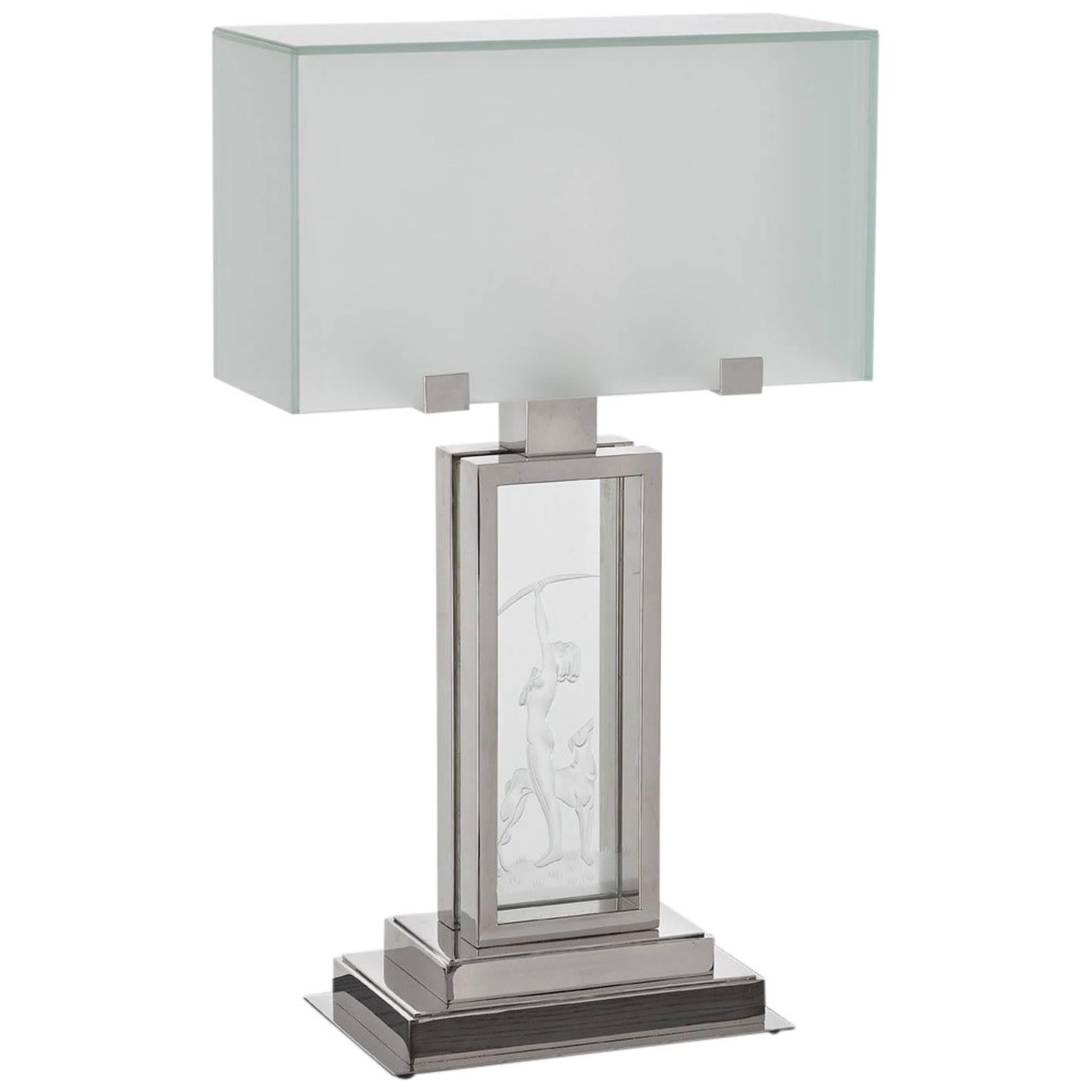 Art Deco Diane Chasseresse Table Lamp For Sale