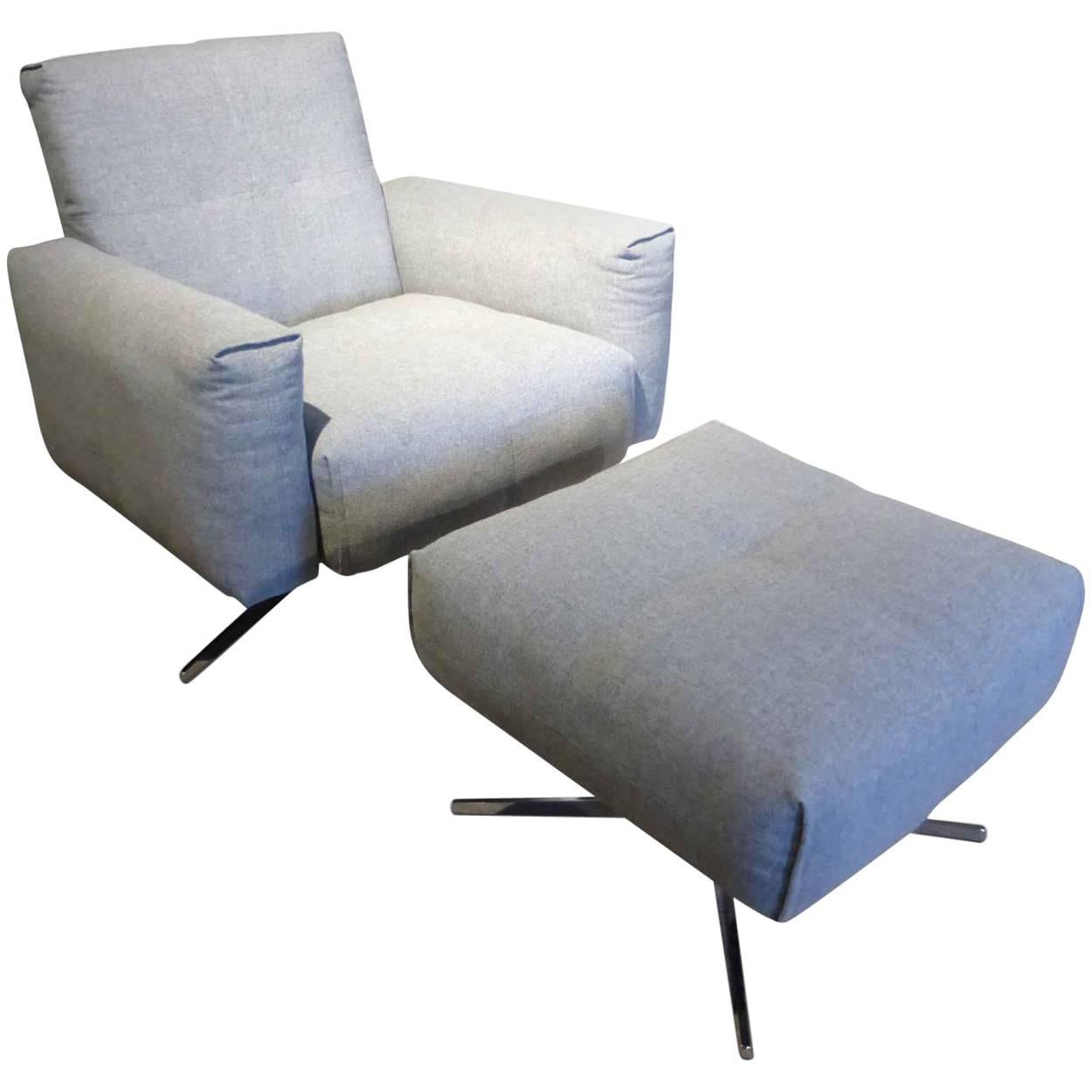 Armchair "50" by Manufacturer Rolf Benz with Metal, Finished in Fabric For Sale