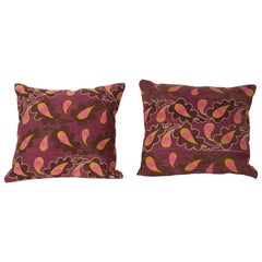Antique Early 20th Century Uzbek Pishkent Suzani Pillow Cases