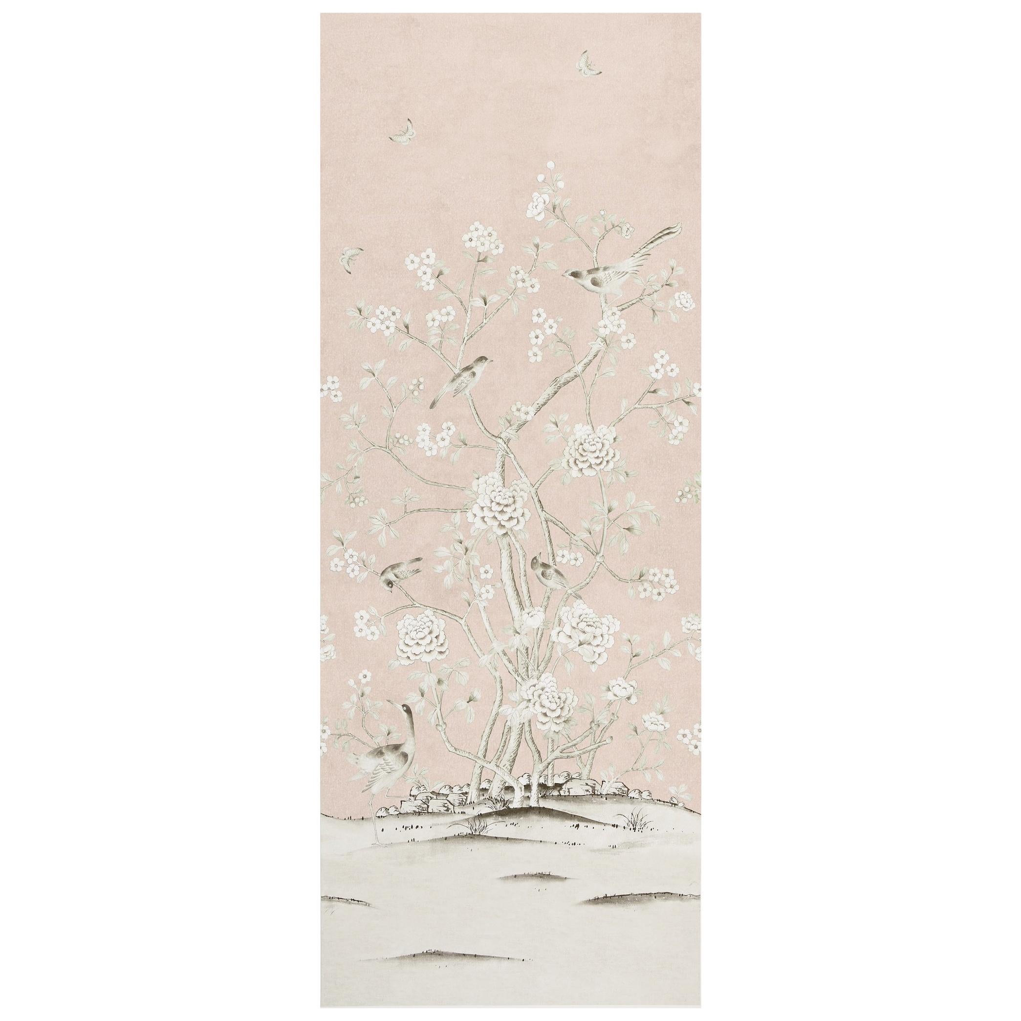 Schumacher by Mary McDonald Chinois Palais Wallpaper Mural in Blush For Sale