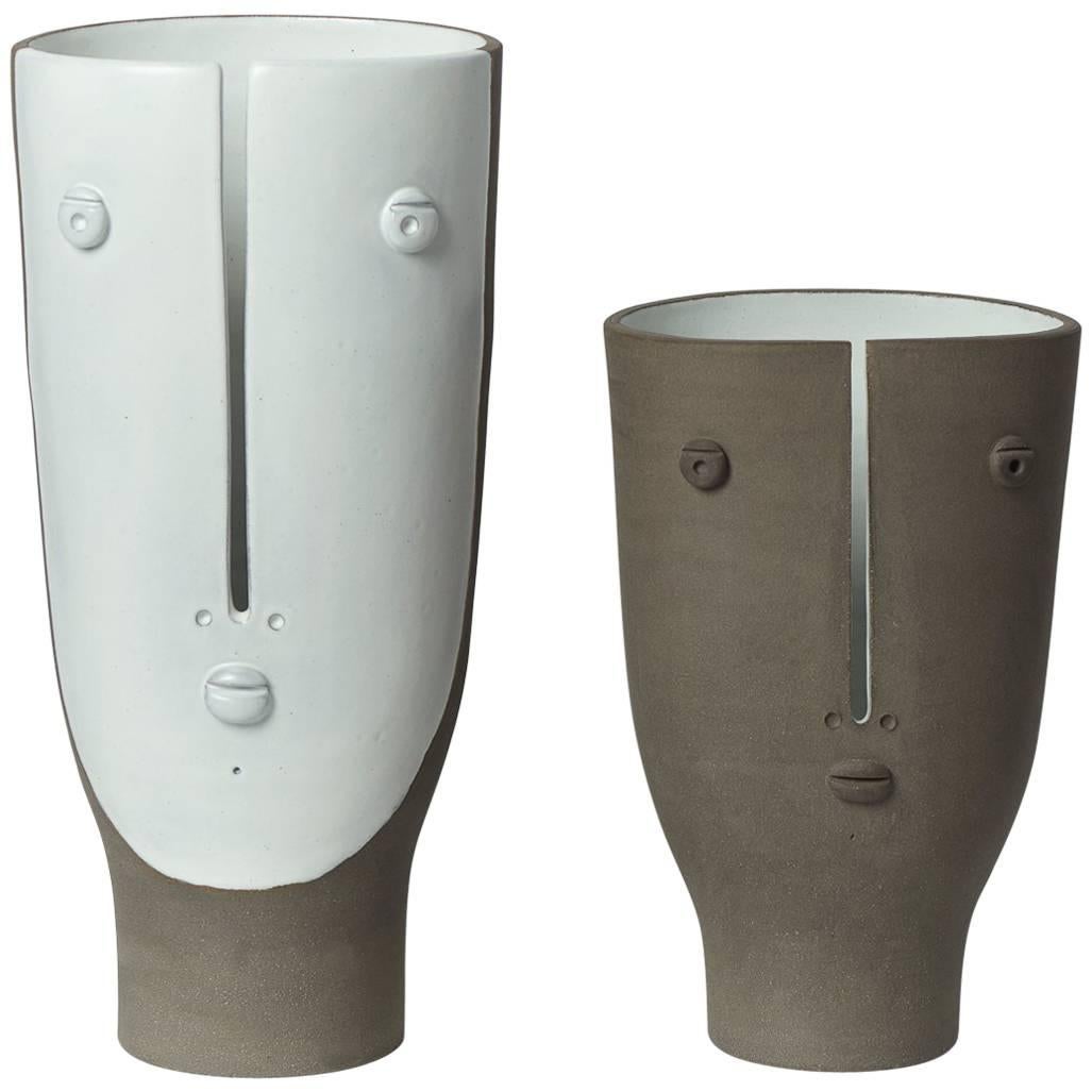 Couple of Idoles Ceramic Vases Signed by Dalo