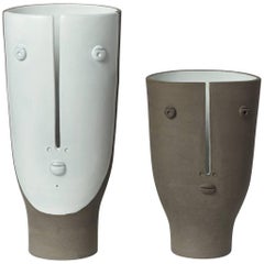 Couple of Idoles Ceramic Vases Signed by Dalo