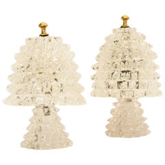 Beautiful Pair of 1940s Barovier and Toso Lamps