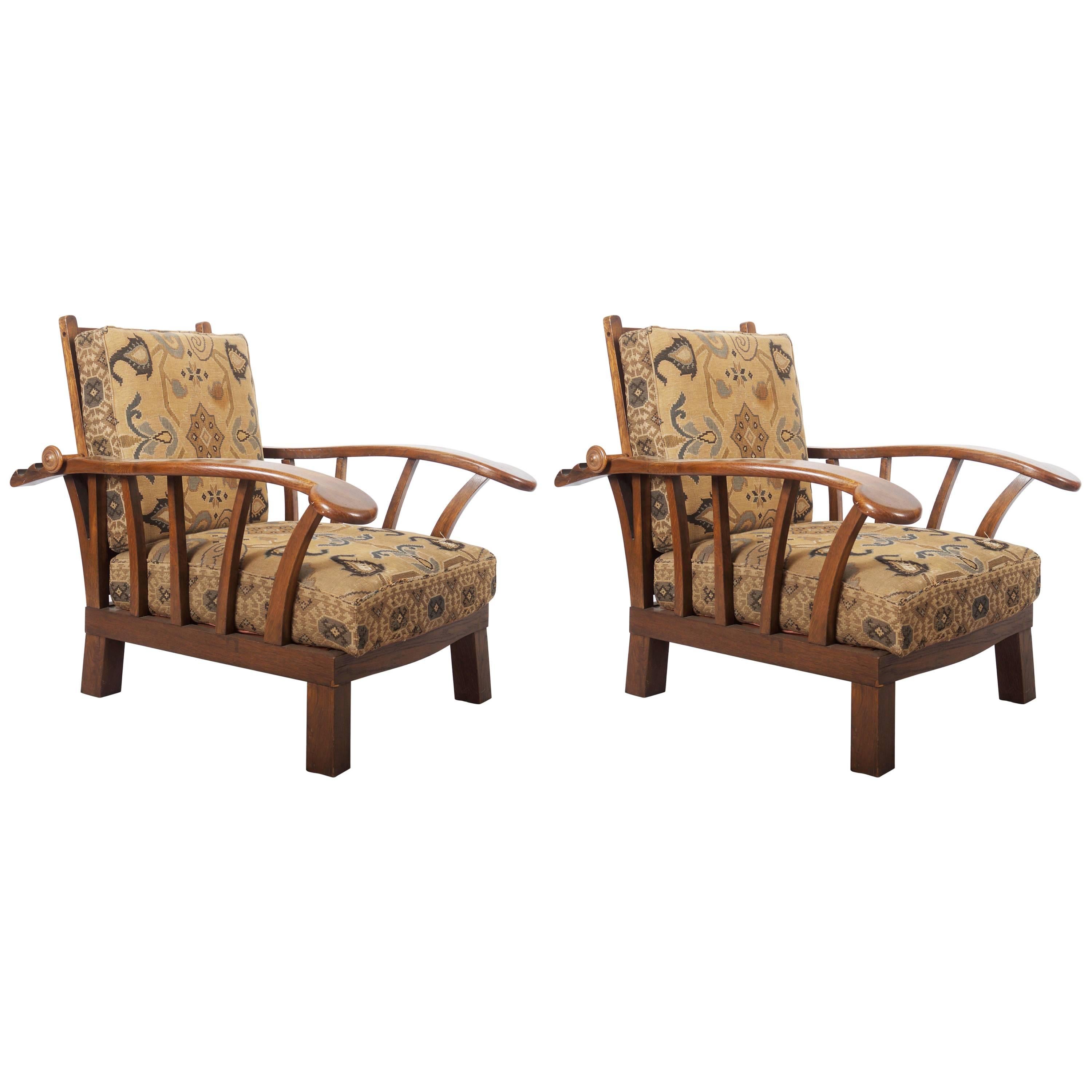 Pair of Austrian Early Art Deco Armchairs For Sale