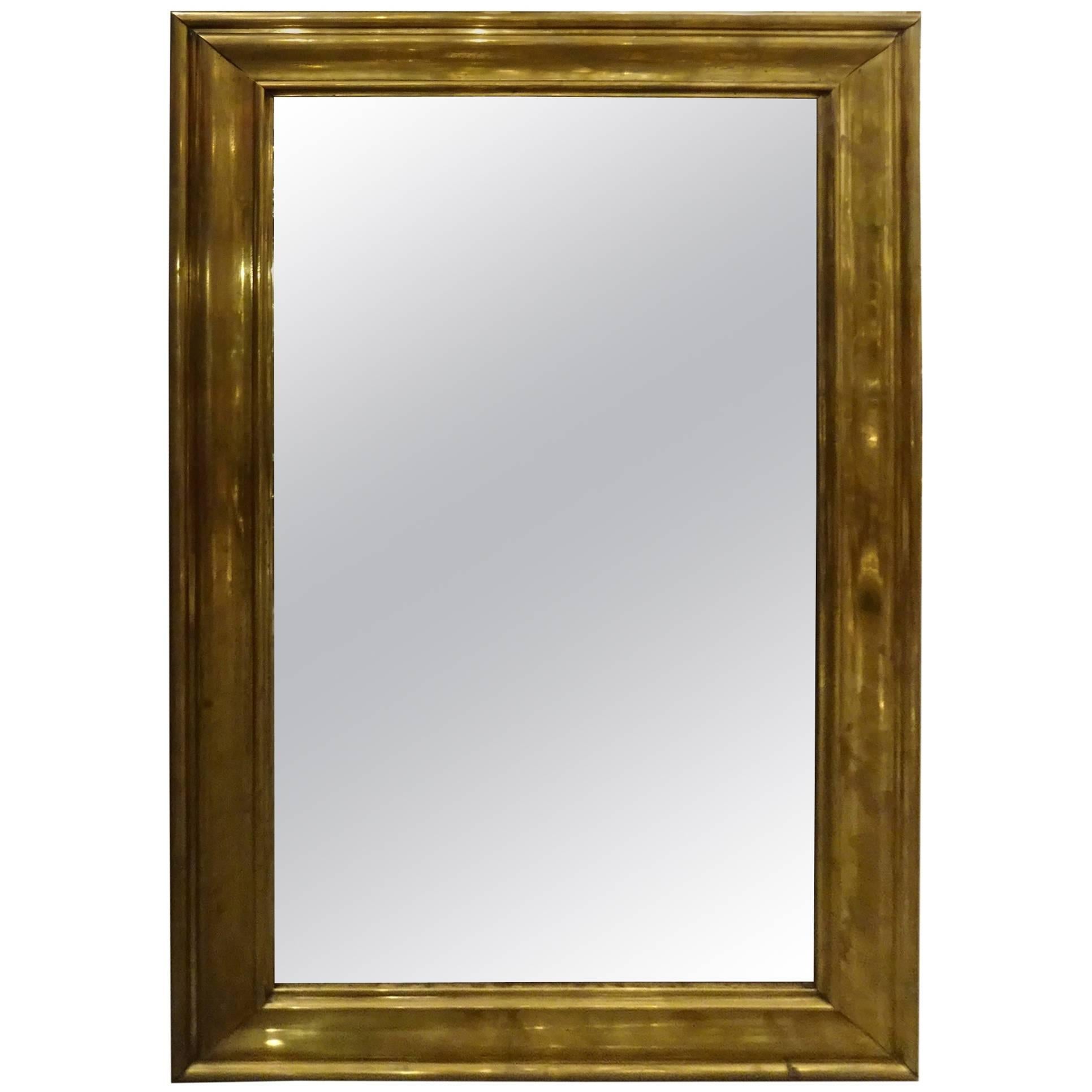 Late 19th Century French Bistro Brass Mirror