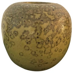 Green Pottery Vase with Rough Crystalline Glaze