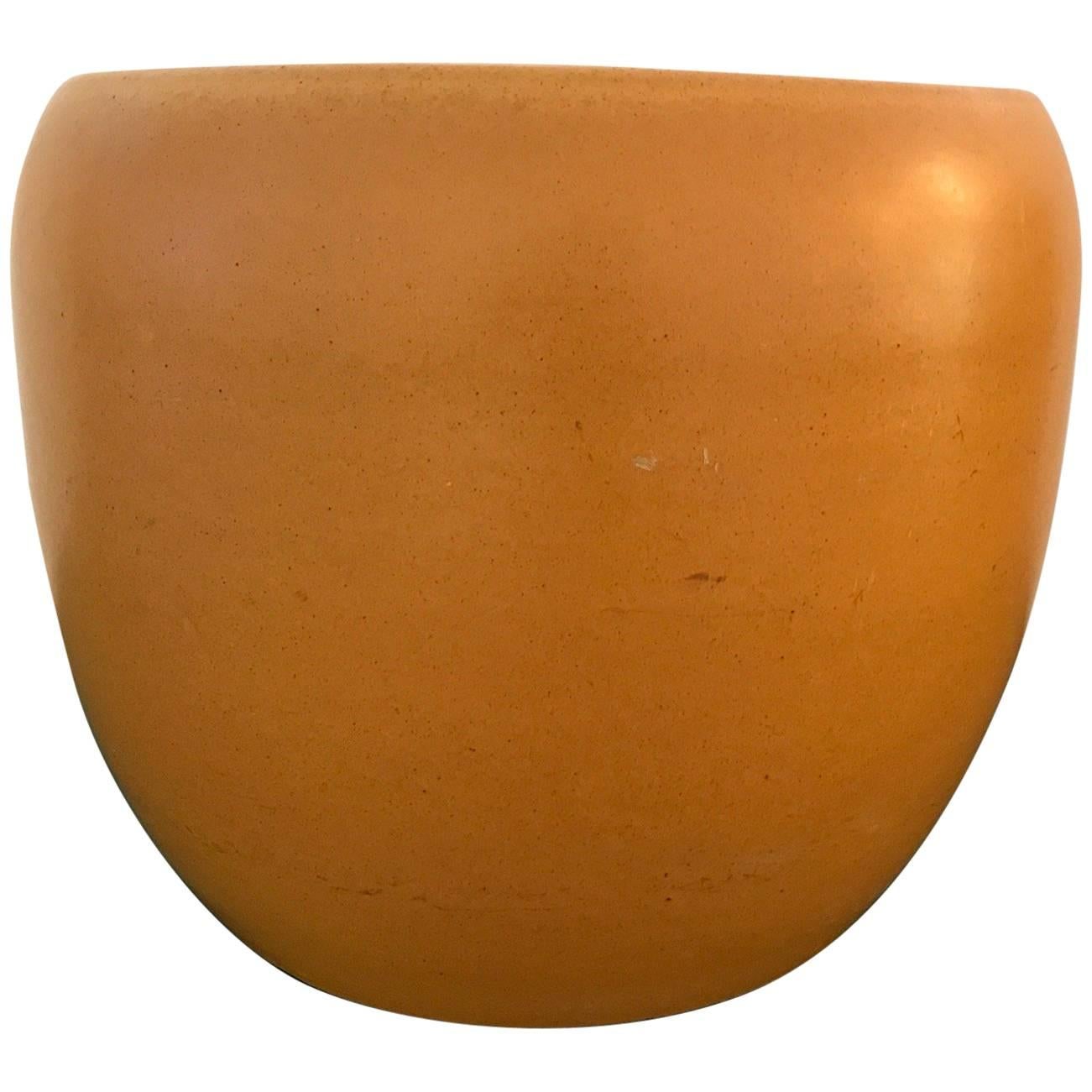 Orange Glazed Studio Pottery Vessel For Sale