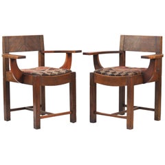 Pair of Arts & Craft Oak Armchairs