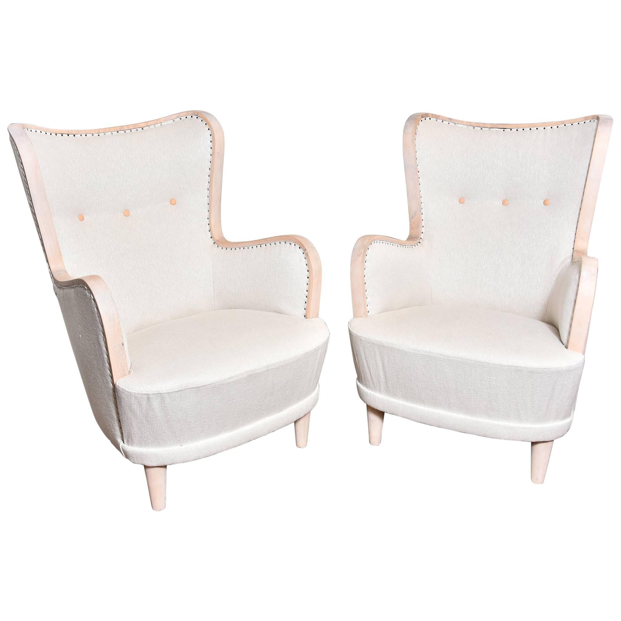Pair of Swedish Wing Chairs For Sale