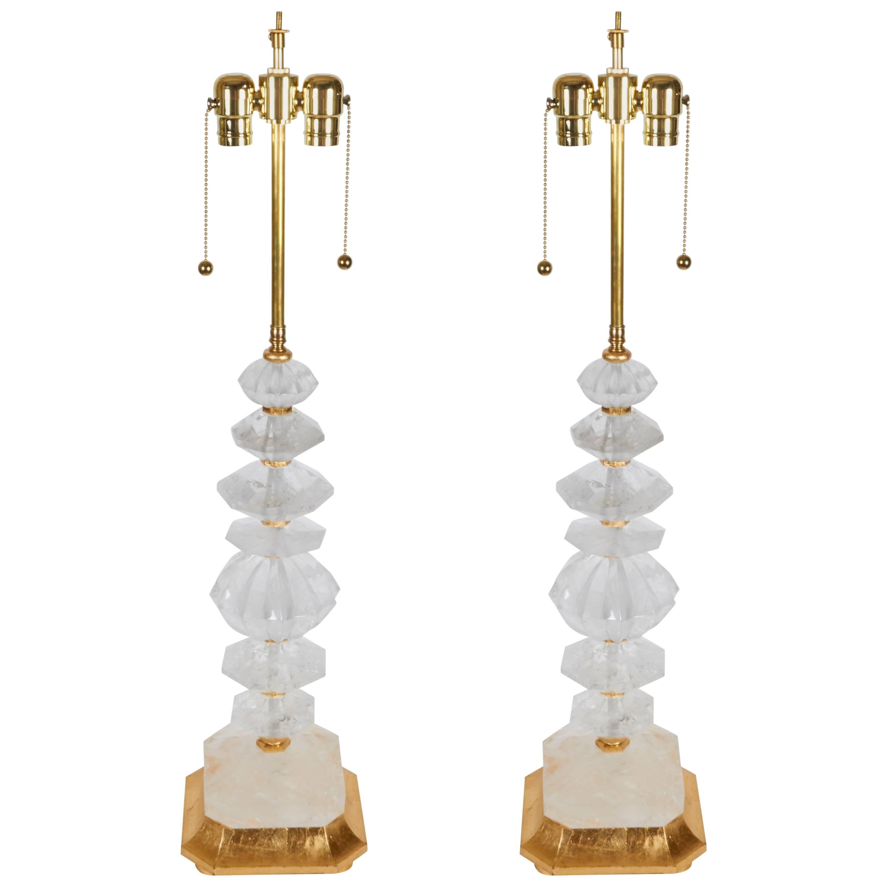 Pair of New Rock Crystal Table Lamps