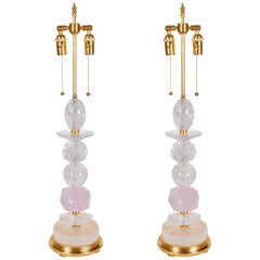 Pair of New Rock Crystal Table Lamps