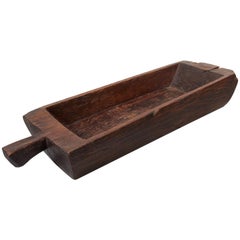 Large, Primitive, Thick Walled Antique Wooden Tray