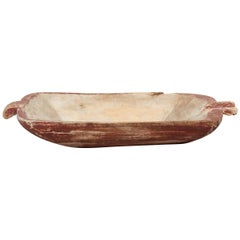 Primitive American Dough Bowl with Original Red Wash