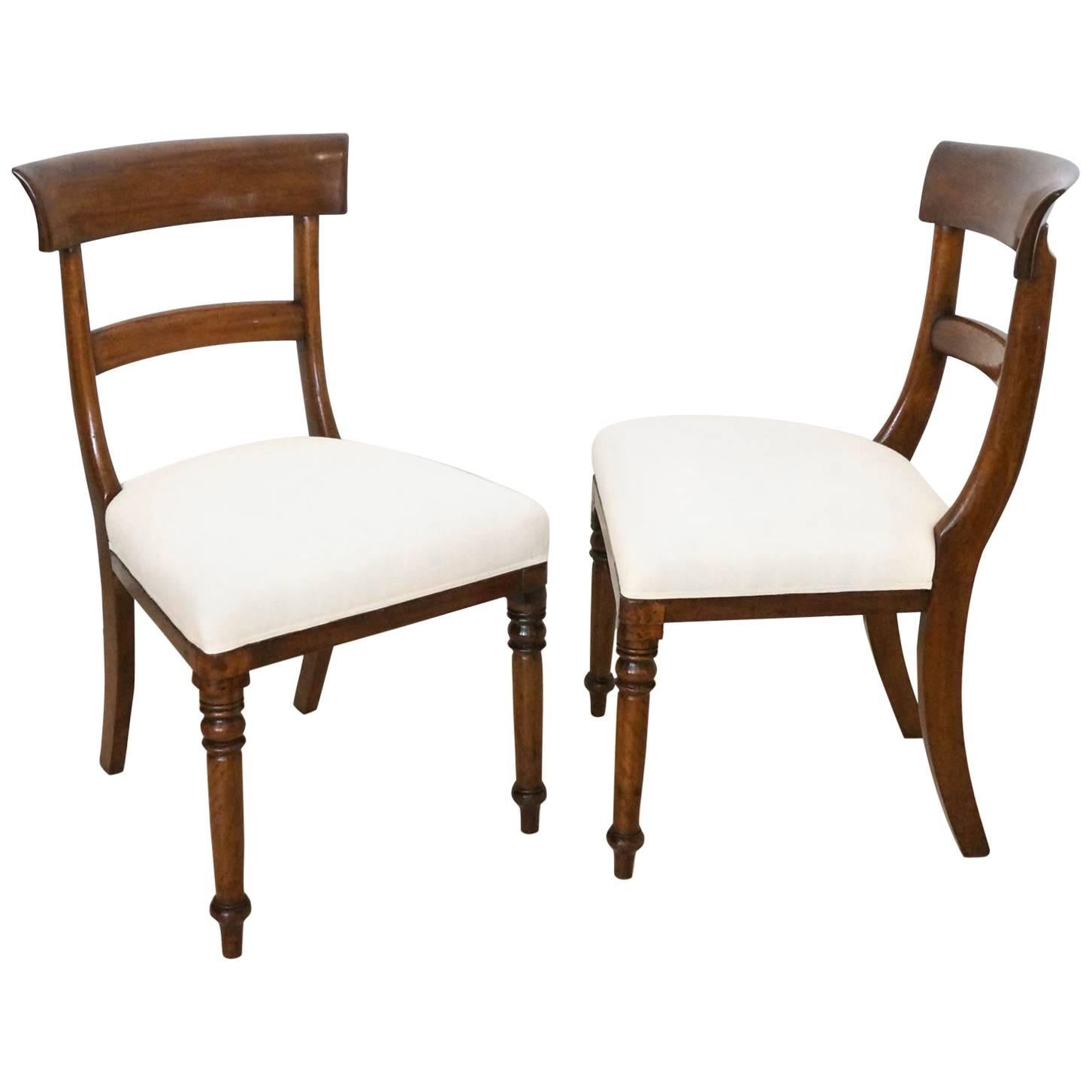 Pair of French Mahogany Side Chairs with Upholstered Seat Cushions, circa 1940s