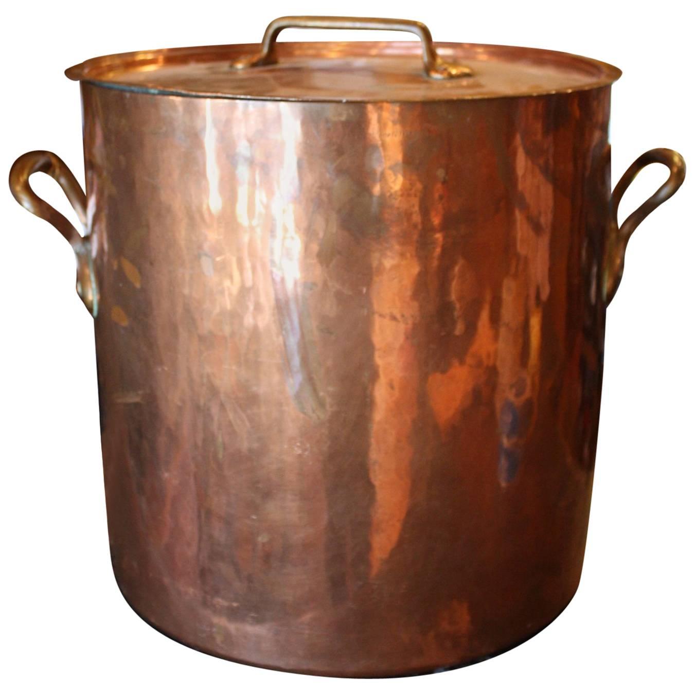 Large 19th Century Copper Stock Pot