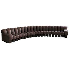 De Sede Ds600 Non Stop Sofa in Rich Brown Leather, 20 Elements