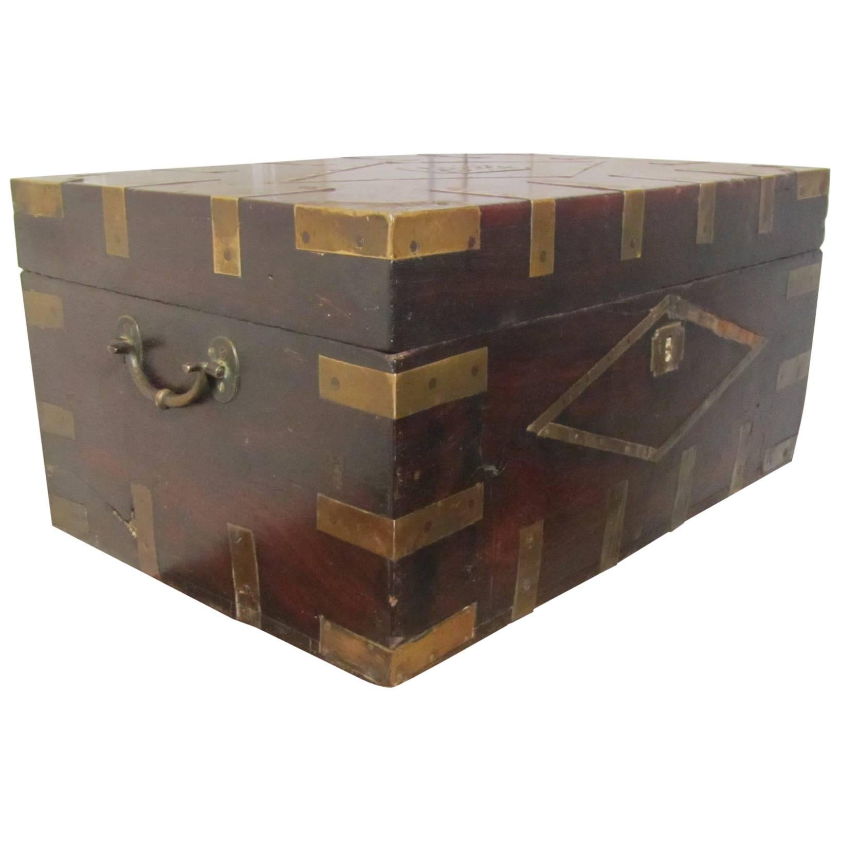 Large Georgian Brass Bound Gentleman's Travelling Box