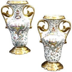 Pair of Old Paris Chinoiserie Porcelain Vases, 19th Century