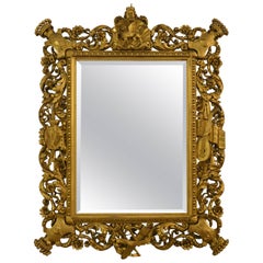 Antique Baronial Carved Wood Gold Mirror 10