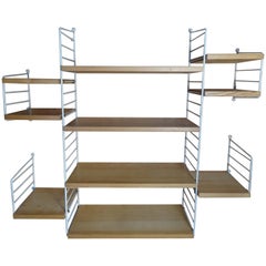 Retro Large Wall Shelving Unit by Nisse Strinning for String, 1960s