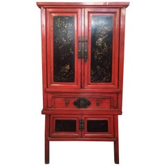 Chinese Qing Dynasty Red Lacquer Cabinet