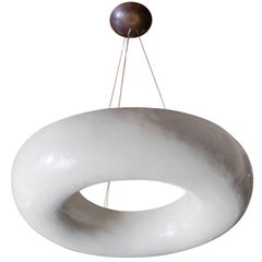 Cream Lacquer Hanging Light Fixture by Robert Kuo, Limited Edition 12
