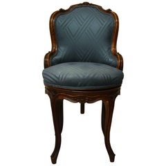Antique French Walnut Revolving Louis XV Chair