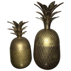 Retro Brass Pineapple Pair of Boxes/Ice Buckets