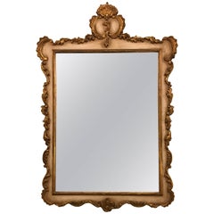 Fine Early Italian Parcel Paint Decorated and Gilt Hanging Wall Mirror 11