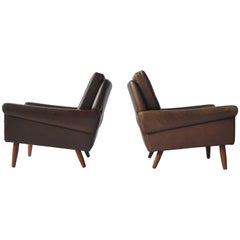 Pair of Svend Skipper Leather Lounge Chairs
