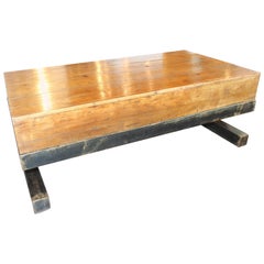 Vintage French Pine Factory Work Platform as Coffee Table