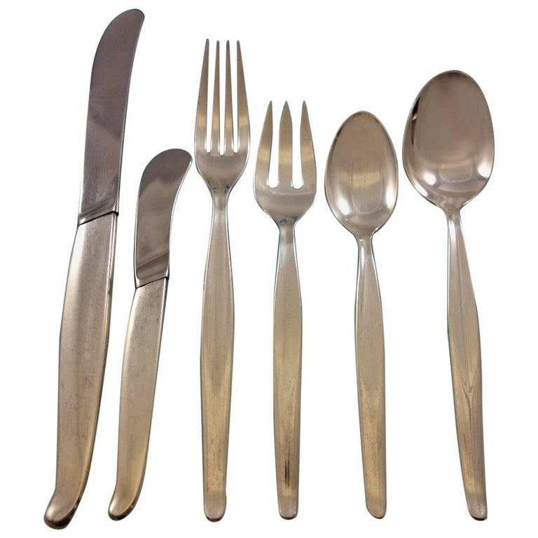 Contour by Towle Sterling Silver Flatware Set Service MidCentury