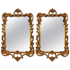 Pair of Antique Carved Wood Gold Mirrors 12
