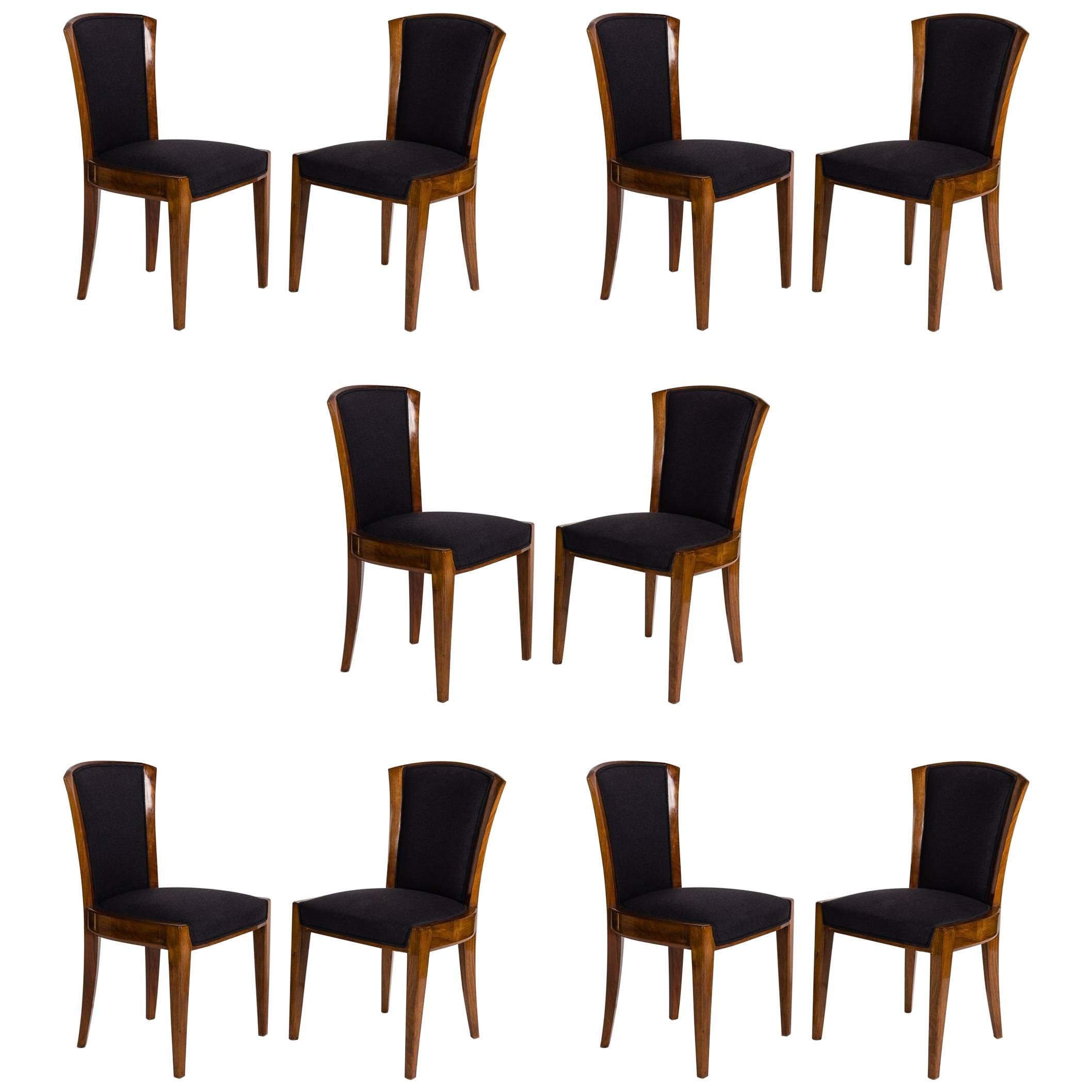 Dominique, Set of Ten Dining Chairs, France, C. 1928