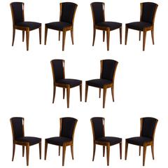 Dominique, Set of Ten Dining Chairs, France, circa 1928
